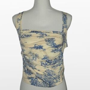 Blue and Cream Women's Top